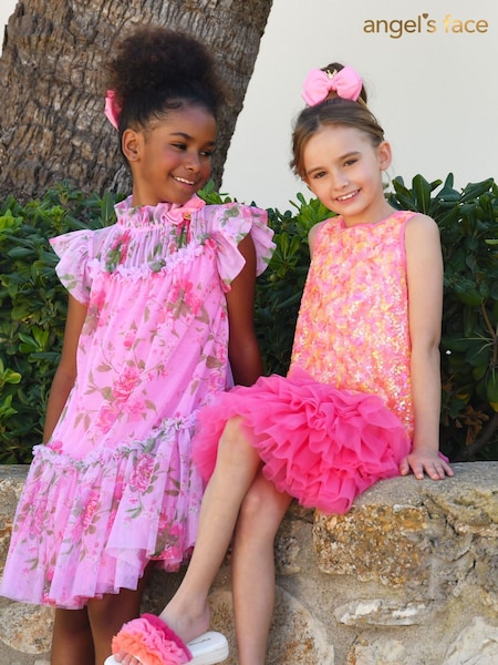 Angels Face Pink Charleston Sequin Tulle Dress (F68236) | 894 LEI - 968 LEI