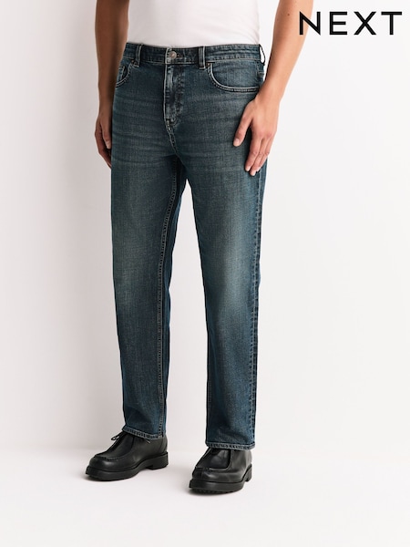 Blue Deep Straight Fit Vintage Wash Denim Jeans (F68267) | €42