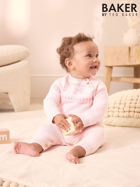 Baker by Ted Baker Pink Knitted Fairisle Pattern Romper (F68269) | 42 € - 47 €