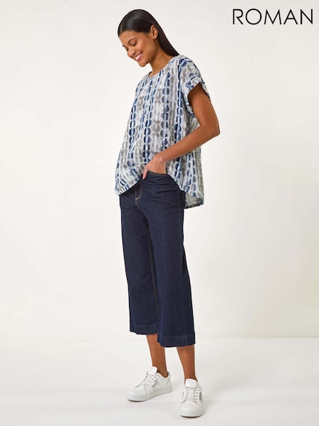 Roman Grey 100% Cotton All Over Circle Print Top (F68350) | R$ 485