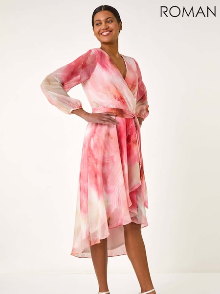 Roman Orange Ruffle Shimmer Midi Dress (F68356) | €89