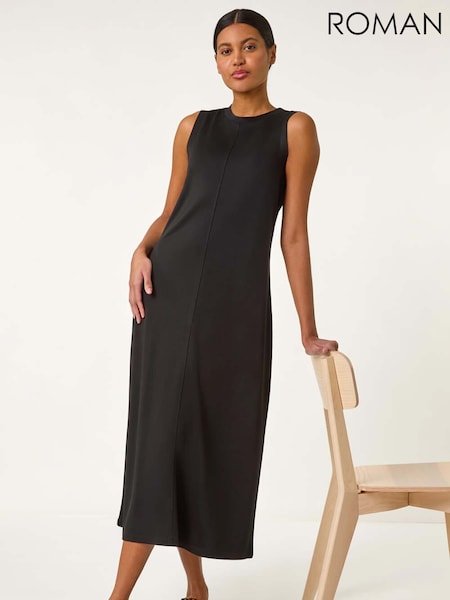 Roman Black Sandwash Stretch Midi Dress (F68358) | €53