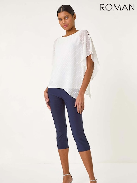 Weiß - Roman Asymmetric Dobby Overlay Top (F68375) | 55 €