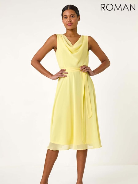 Желтый - Roman Floral Print Cowl Neck Dress (F68402) | €72