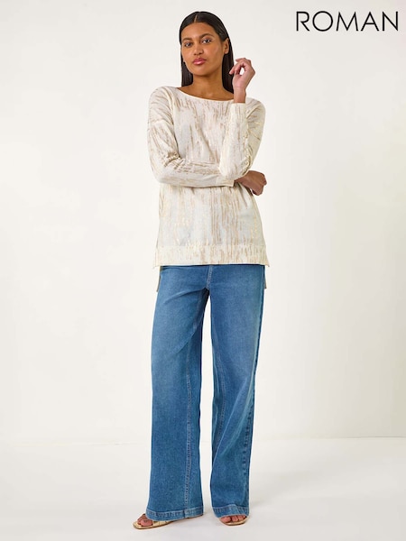 Roman Metallic Foil Shimmer Tunic Knit Jumper (F68409) | €58