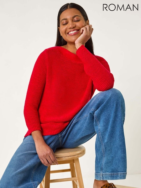 Roman Red Textured Tape Yarn Knit Jumpers (F68415) | €56