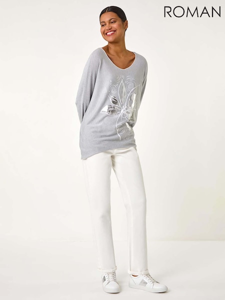 Roman Foil Flower Print Tunic Top (F68418) | €63
