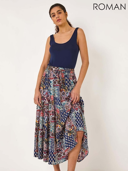 Roman Patchwork Tiered Skirt (F68428) | ‏264‏₪