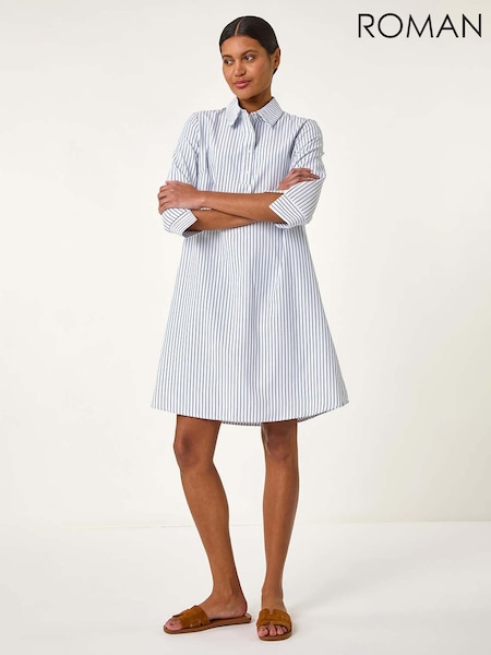 Roman Pinstripe Shirt Dress (F68438) | R$ 545