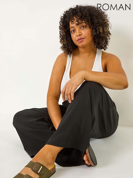 Musta - Roman Curve Textured Stretch- Housut (F68441) | €57