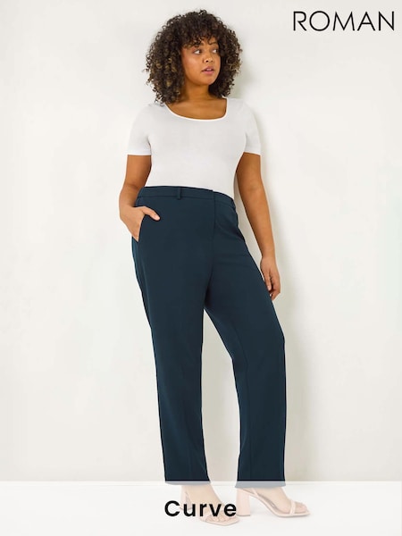 Roman Blue Curve Straight Leg Trousers (F68470) | €46