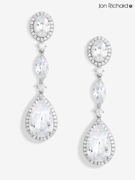 Jon Richard Silver Tone Cubic Zirconia Statement Pear Drop Earrings (F68494) | €32