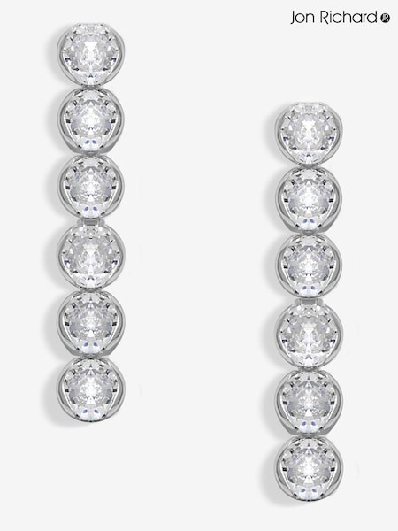 Jon Richard Silver Tone Cubic Zirconia Tennis Drop Earrings (F68497) | €32