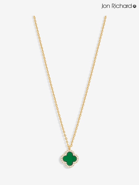 Jon Richard Gold Tone And Malachite Clover Pendant Necklace (F68498) | €22.50