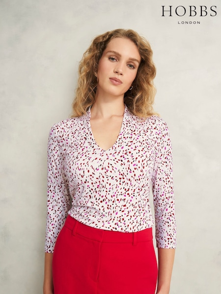 Hobbs Pink Aimee Printed Top (F68520) | ₪226