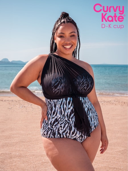 שחור כהה - Curvy Kate בגד ים סטרפלס בגזרת בנדו שניתן ללבוש בכמה דרכים, דגם Wrapsody (F68525) | ‏332‏₪