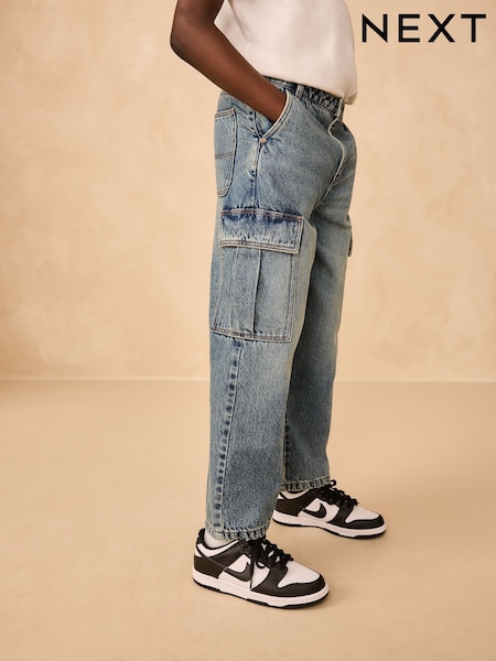 Denim Tint Superwide Denim Cargo Jeans (3-16yrs) (F68532) | AED91 - AED117