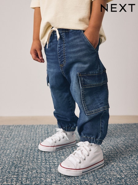Denim Dark Blue Wide Cargo Jeans (3mths-7yrs) (F68571) | €16.50 - €18.50