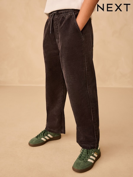 Charcoal Grey Wide Fit Corduroy Pull On Trousers (3-16yrs) (F68592) | AED61 - AED86