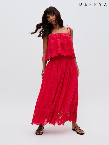 Raffya Red Mirella 100% Cotton Co-Ord Skirt (F68610) | ₪478