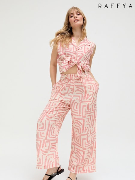 Raffya Cream Pop Pink Printed Top (F68612) | ₪251