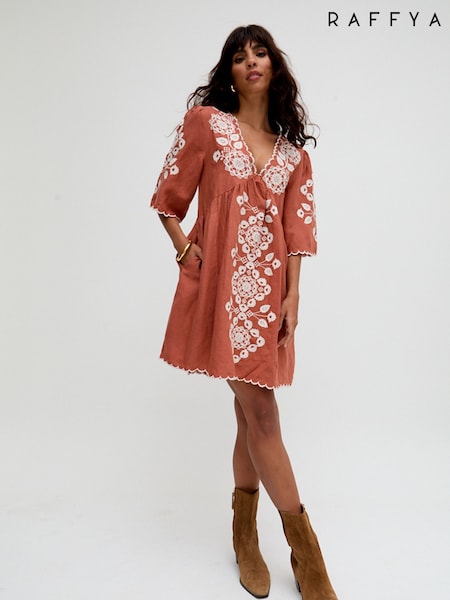 Raffya Orange 100% Cotton Alice V-Neck Embroidered Blouse (F68622) | €184