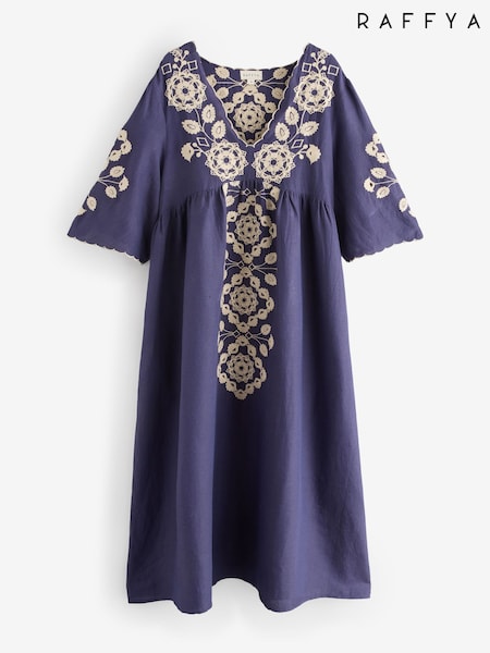 Raffya Blue Ariana Longline V-Neck Dress (F68623) | € 203