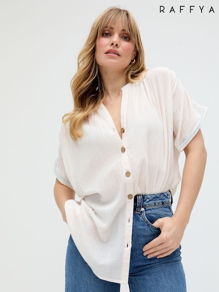 Raffya Cream 100% Cotton Juneeta Top (F68638) | €89