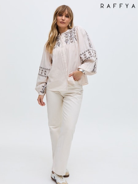 Raffya Cream 100% Cotton Demi Top (F68653) | ₪493