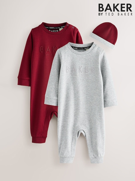 Baker by Ted Baker Burgundy Red/Grey Romper and Reversible Hat (F68663) | R$ 345 - R$ 375