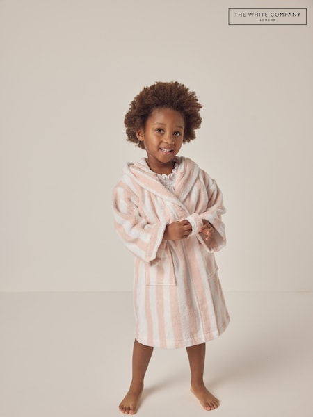The White Company Natural 100% Organic Cotton Wide Stripe Towelling Robe (F68673) | $80 - $85