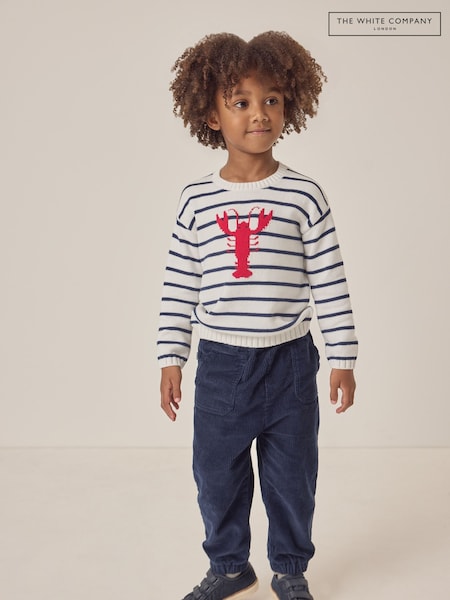 The White Company Blue 100% Cotton Lobster Stripe Jumper (F68689) | ₪161 - ₪171