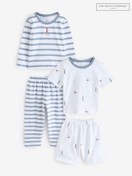 The White Company 100% Organic Cotton Relaxed Fit Lighthouse And Stripe White Pyjamas Set Of 2 (F68690) | 45 € - 51 €
