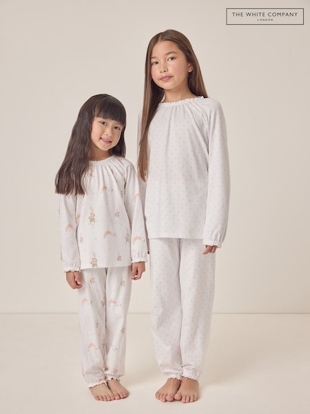 The White Company 100% Cotton Animals Prints And Polka Dot Relaxed Fit White Pyjamas Set Of 2 (F68705) | 48 € - 54 €