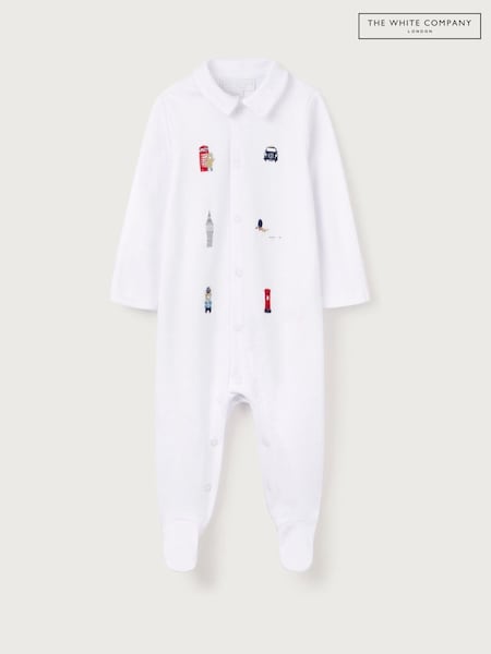 The White Company Sightseeing London Embroidered White Sleepsuit (F68731) | €41