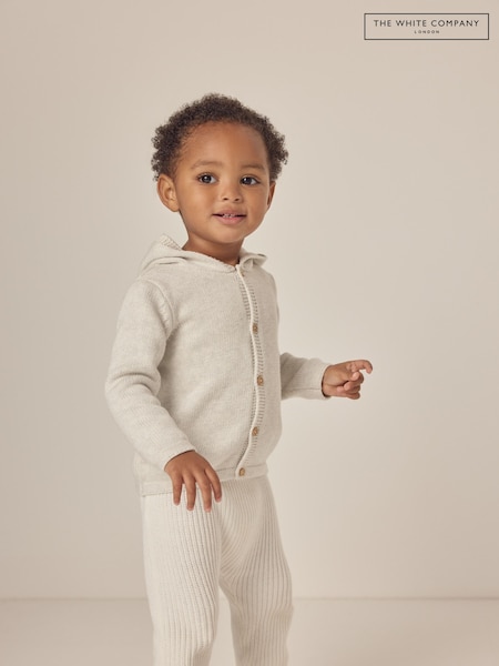 The White Company Grey 100% Organic Cotton Bunny Hooded Cardigan (F68736) | €57