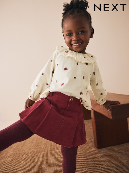 Red Skort Embellished Blouse and Tights Set (3mths-7yrs) (F68760) | AED142 - AED163