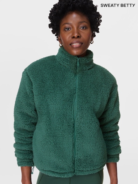Sweaty Betty Green Black Canyon Fleece Zip-Up Sweatshirt (F68803) | R$ 1.335