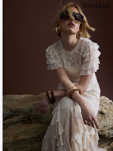 River Island Ruffle Embellished Maxi Dress (F68816) | €209
