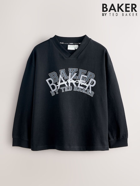 Baker by Ted Baker Black V-Neck Graphic T-Shirt (F68820) | €22.50 - €28