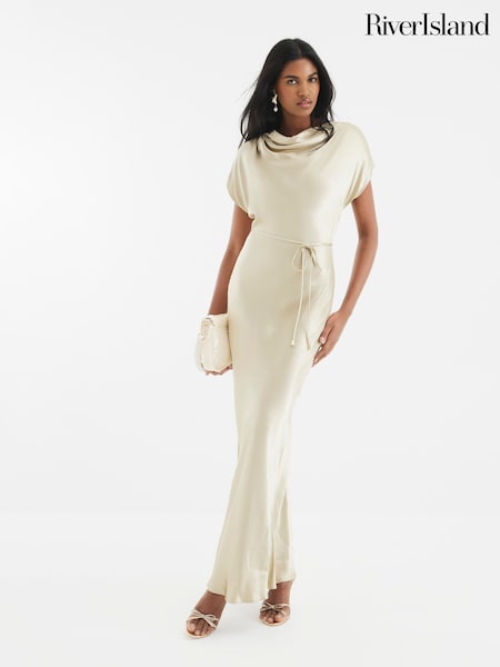 River Island Gold Cowl Neck Maxi Dress (F68835) | €78