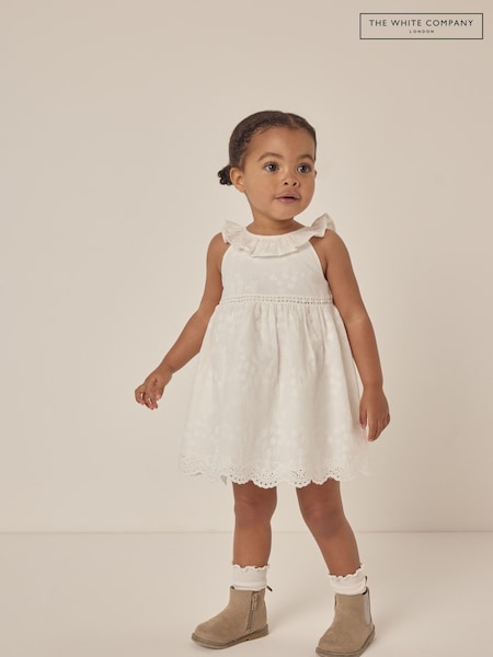 The White Company 100% Cotton Broderie Detail Swing White Dress (F68839) | €53 - €56
