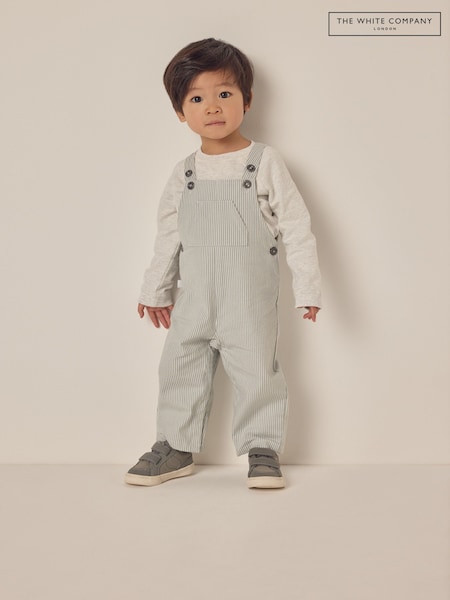 The White Company Green 100% Organic Cotton Twill Dungaree And Sweatshirt Set (F68845) | ‏201‏₪ - ‏211‏ ₪