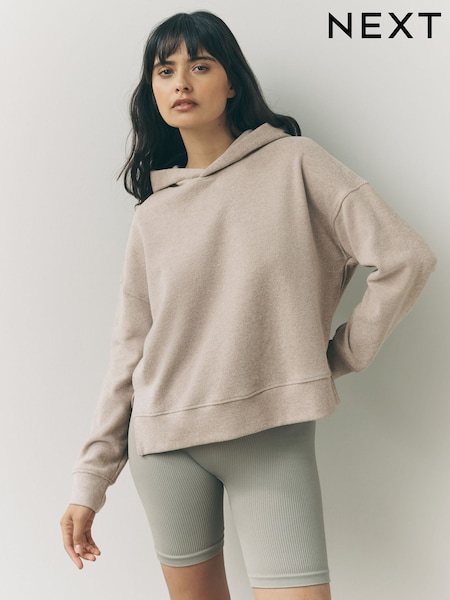 Neutral Marl Cosy Soft Touch Rib Overhead Hooded Jumper Sweatshirt (F68861) | €36