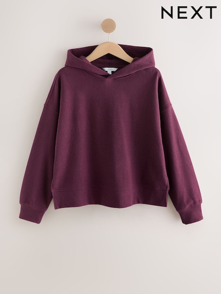 بنفسجي برقوقي - Cosy Soft Touch Rib Overhead Hooded Jumper Sweatshirt (F68862) | ‏134 د.إ.‏
