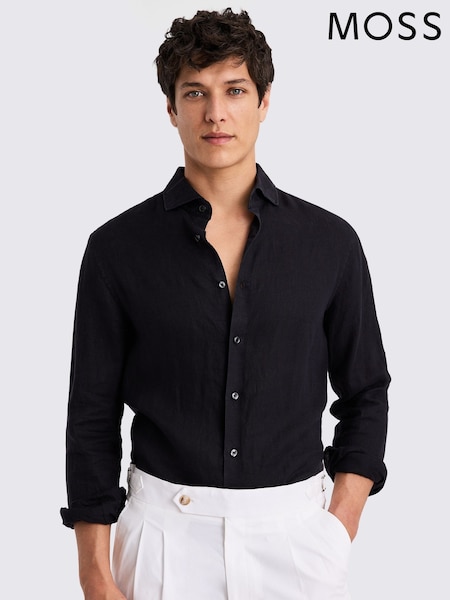 MOSS Black Tailored Fit 100% Linen Shirt (F68952) | €99