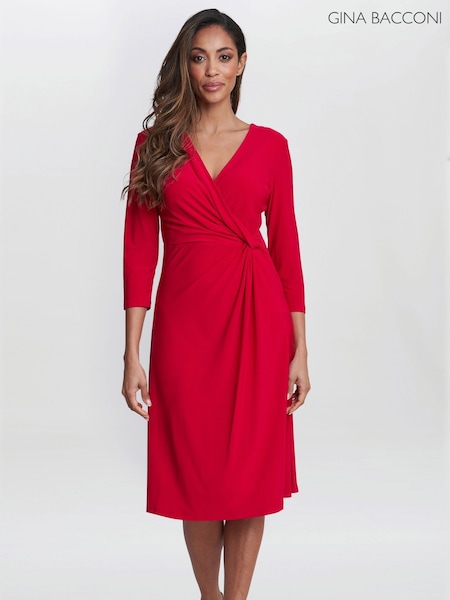 Gina Bacconi Red Antonia Jersey Wrap Dress (F68996) | €189