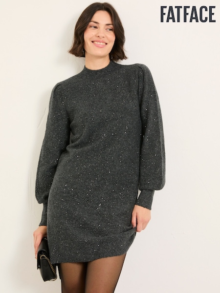 FatFace Charcoal Grey Sparkle Knit Dress (F69010) | R$ 680