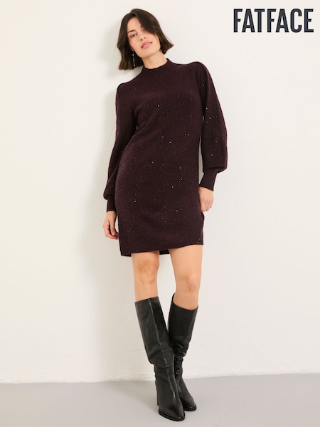 FatFace Burgundy Red Sparkle Knit Dress (F69011) | € 81