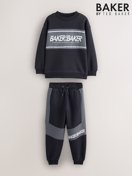 Baker by Ted Baker Oversized Black Graphic Sweatshirt and Joggers Set (F69016) | 189 QAR - 216 QAR